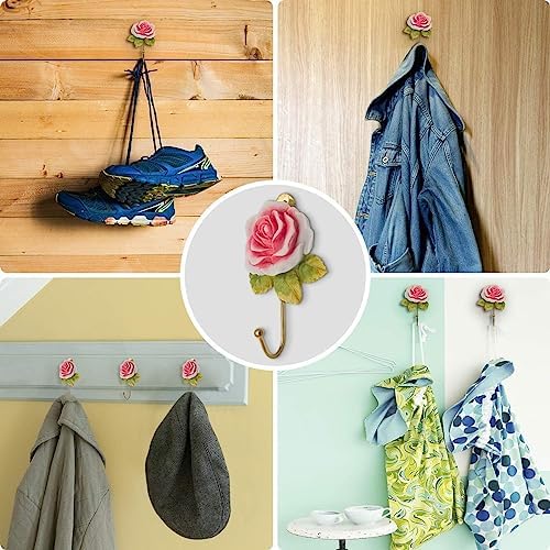 3Pcs Pink Flower Decorative Hooks - Image 3