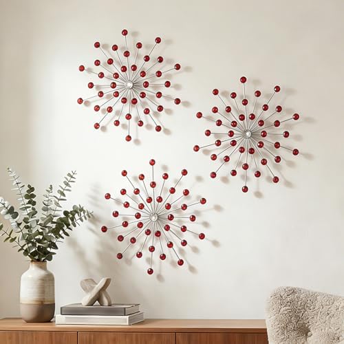 ZEXUIRU 3 Set Silver Starburst Wall Art by ZEXUIRU