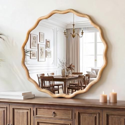 FICTOR Round Wood Wall Mirror by FICTOR