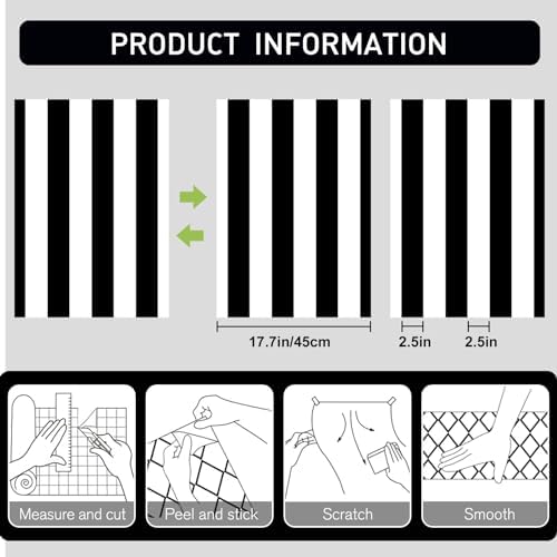 Black and White Striped Peel and Stick Wallpaper Self-Adhesive Removable - Image 3