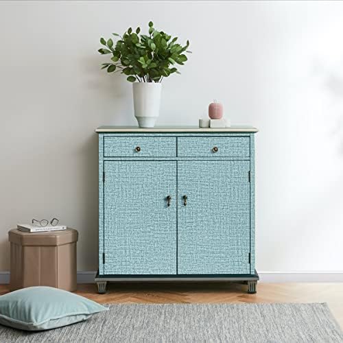 Teal Wallpaper Grasscloth Peel and Stick Wallpaper 17.7in x 393in - Image 3