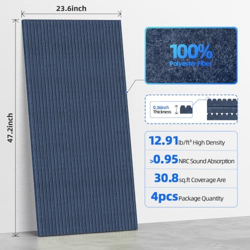 4 Pack High Density Large Acoustic Panel Sound Absorbing - Image 6
