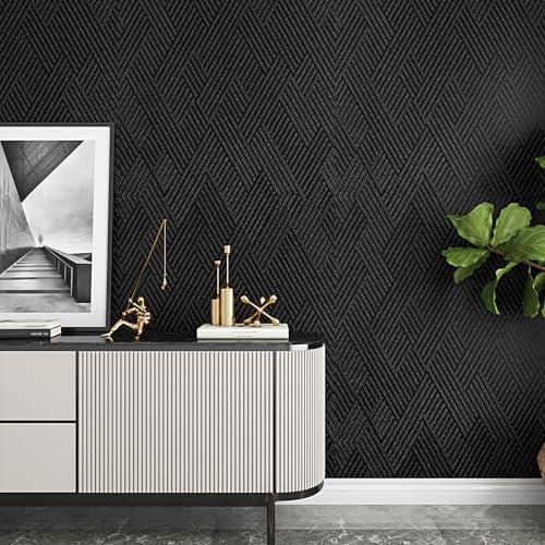 Decotalk Black Textured Wallpaper Peel and Stick Textured Wallpaper - Image 5