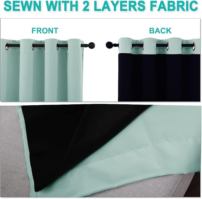 NICETOWN 100% Blackout Curtains 54 inches Long, Double-Deck Completely Blackout - Image 5
