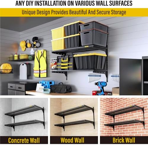 Aecxm 1pack×2 Tier 1.3x3ft Garage Shelving Wall Mounted, 400 lbs Load Capacity - Image 7