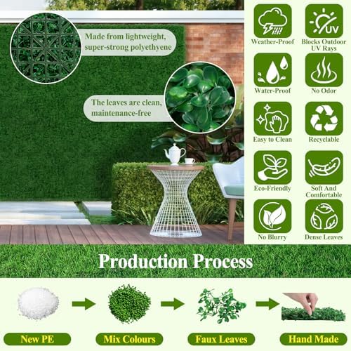 25 Pack Artificial Grass Wall 10x10" UV Resistant Faux Panels - Image 2