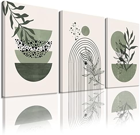 Sage Green Wall Posters & Prints, Minimalist Framed Wall Art Geometric Line by YongArt