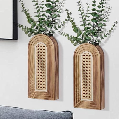 Dnnnii 2 Pack Wooden Wall Vase Set by Dnnnii