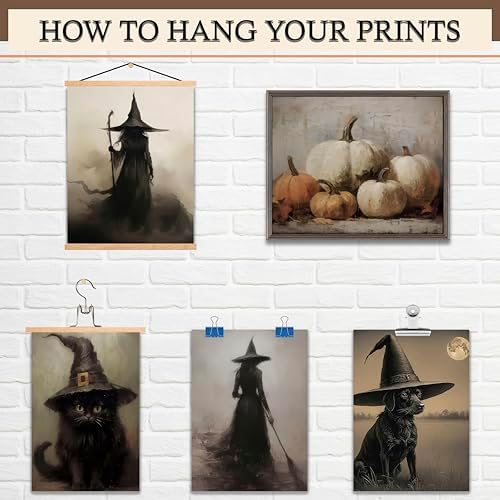 LANCHI95 12 Pcs Halloween Wall Art Prints, Vintage Witch Posters, Cute Ghost - Image 5