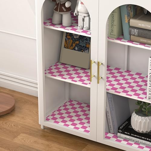 OSECAGE Pink Peel and Stick Wallpaper Checkered Contact Paper 17.7"x78.8" - Image 5
