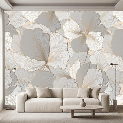 Ginkgo Biloba Leaf Peel and Stick Wallpaper Grey Leaf Wall Murals - Image 2