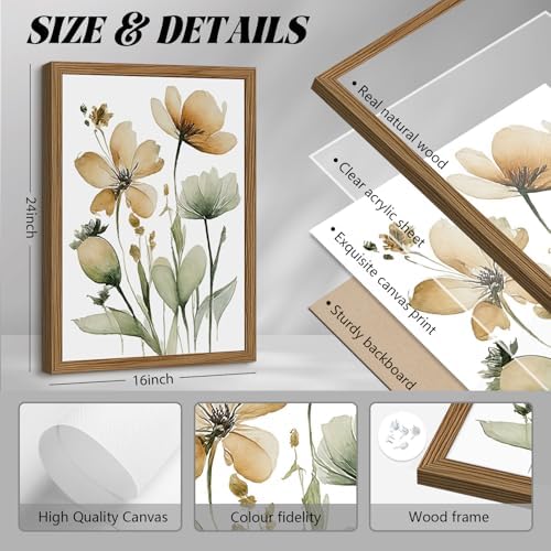 Sage Green Botanical Wall Art Boho Floral Wall Decor Minimalist Plant Canvas - Image 2