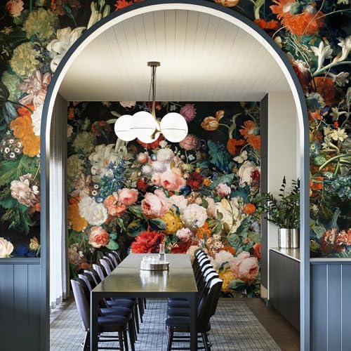 Zeeko Vintage Dark Floral Wall Murals Peel and Stick 177" W x 110" H by Zeeko