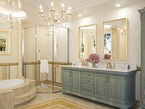 Keonjinn 24x36 Inch Gold Bathroom Mirror - Image 2