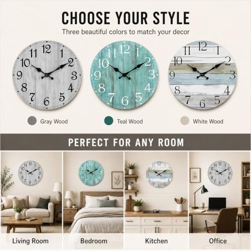10 Inch Wall Clock, Silent Battery Operated Analog Clock - Image 4