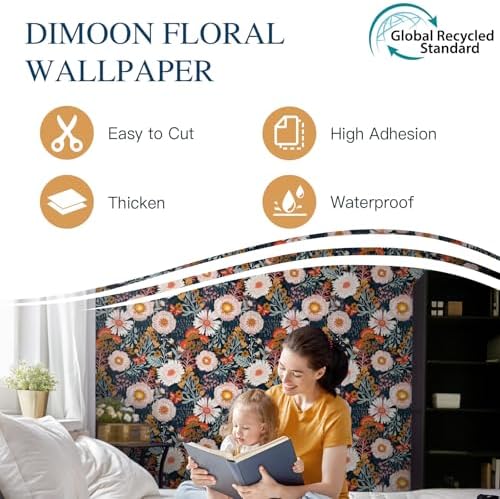 Dimoon Boho Wallpaper Peel and Stick Wallpaper Floral Retro Contact Paper - Image 3