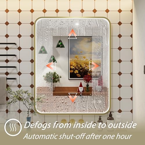 36"x30" Gold LED Bathroom Mirror - Image 4
