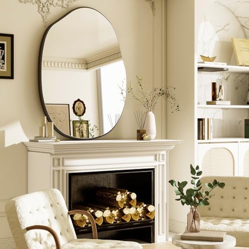 HARRITPURE Irregular Wall Mirror 24"x32" Black Asymmetrical Bathroom Mirror - Image 4