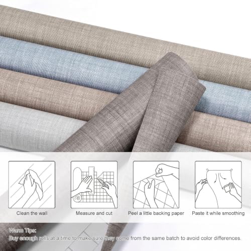 Yun-aeon Khaki Grasscloth Peel and Stick Wallpaper Texture Contact Paper - Image 2