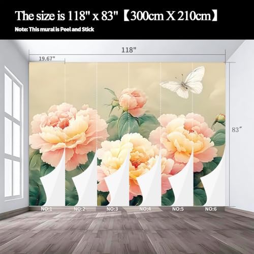 Poetic and Dreamlike Peony Flower Illustration Style self-Adhesive Murals - Image 3