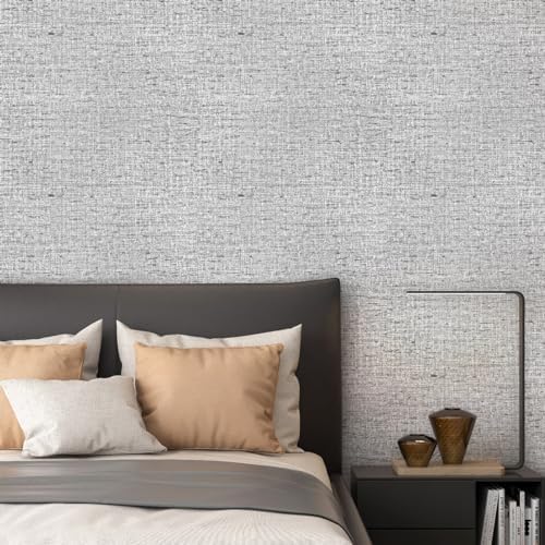 Gray Grasscloth Peel and Stick Wallpaper Textured 15.7in x 118.1in - Image 2
