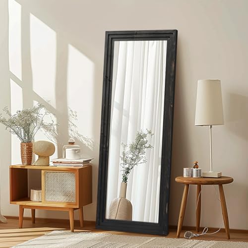58x22in Full Length Mirror, 3-Tier Stepped Solid Wood Frame by ABSWHLM