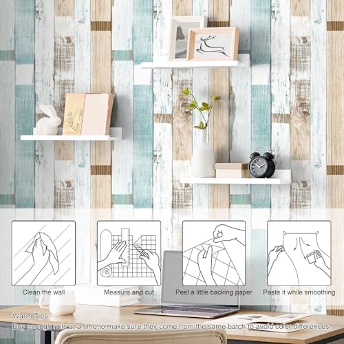 Yun-aeon Natural Wood-Light Blue Contact Paper Peel and Stick Wallpaper - Image 3