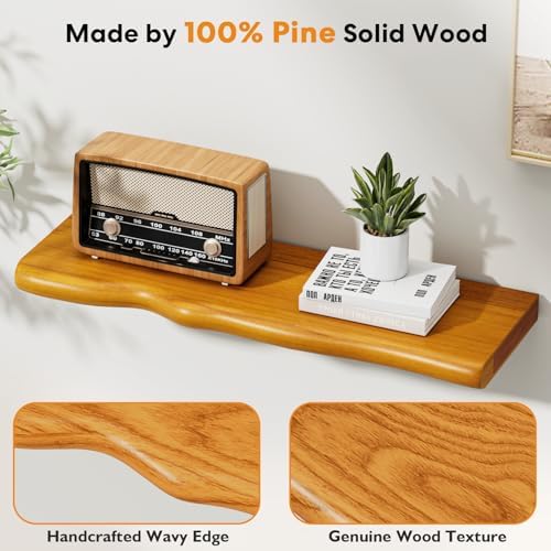Organic Wavy Edge Floating Shelves, Hidden Brackets, 2 Pack 24 in - Image 5