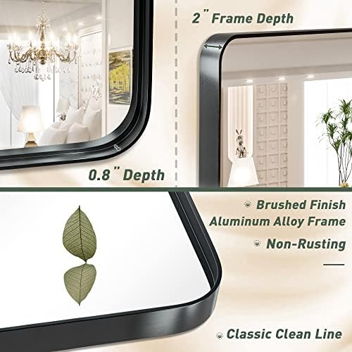 TokeShimi 36 x 36 Inch Wall Mirror Black Bathroom Vanity Mirror - Image 3