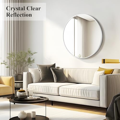 Silver Round Mirror 28 Inch, Wall Circle Mirror - Image 5