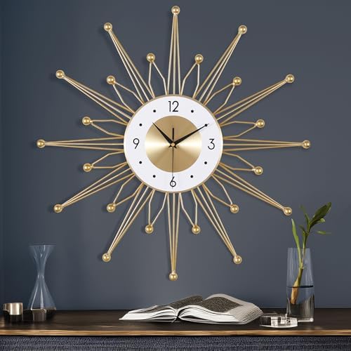 Lafocuse 23 inch Metal Large Gold Starburst Wall Clock Mid Century Art Deco by VisiteLafocuse