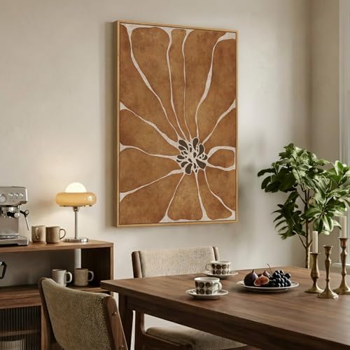 Large Framed Boho Abstract Brown Floral Wall Art - Image 2