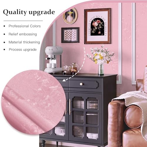 Dimoon 17.7''x393.7''Pink Peel and Stick Wallpaper Gothic Floral Wall Paper - Image 4