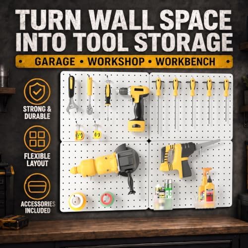 Pegboard Organizer Kit, 4 Pack 14.76x10.82 in Metal Panels - Image 7