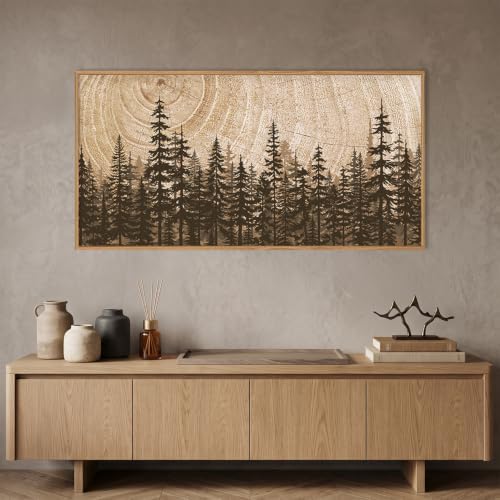Rustic Pine Tree Forest Framed Canvas Wall Art Set-40"x20"x1 - Image 3