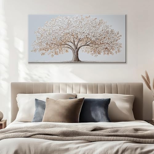 White Canvas Wall Art Prints 24"X48" Tree Of Life Wall Art - Image 2