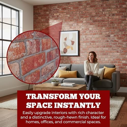 K&B Panels 3D Wall Panels, Rustic Brick Effect Styrofoam Wall Panelling Kit - Image 2