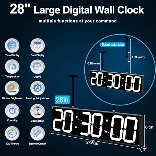 CHKOSDA 28 Inch Large Double Sided Digital Wall Clock - Image 3