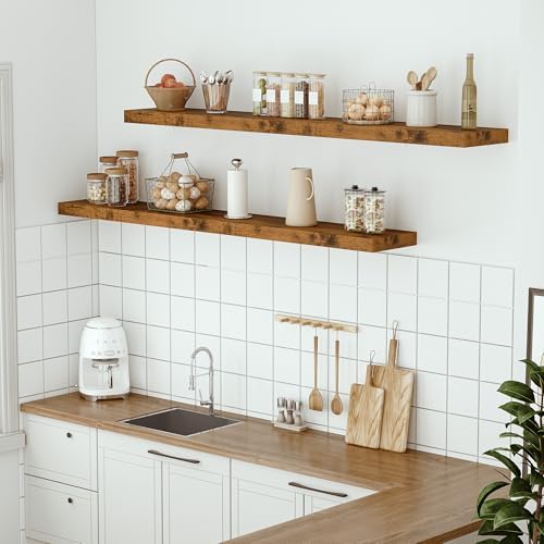 Vivelove Deep Floating Shelves 55x10” Set of 1, Rustic Brown - Image 2