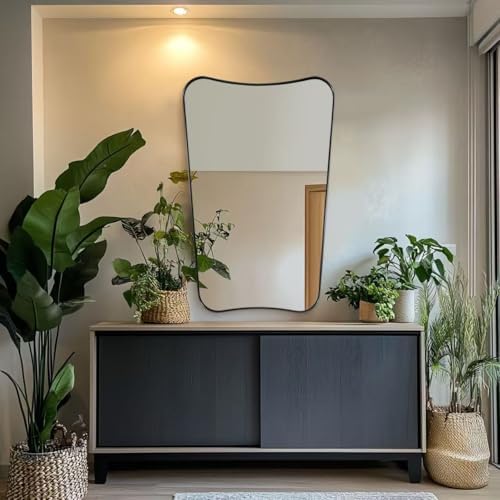 ANDY STAR Matte Black Mirror, 24x40 Inch Bathroom Vanity Mirror, Asymmetrical - Image 6