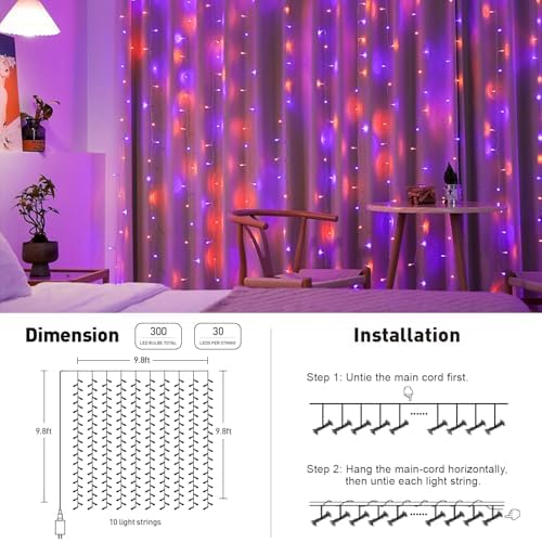 JMEXSUSS 300LED Halloween Curtain Lights - Image 5
