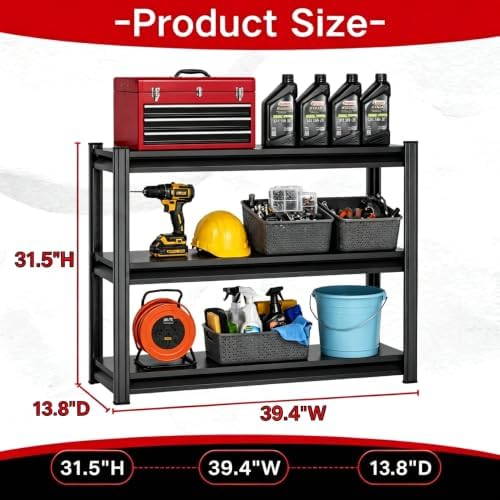 Garage Shelving, 1800 LBS Heavy Duty Metal Storage Shelves, 3-Tier Adjustable - Image 3