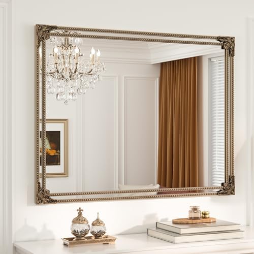 Keonjinn 30x36 Inch Gold Antique Vintage Mirror, Brass Baroque Mirror by Keonjinn
