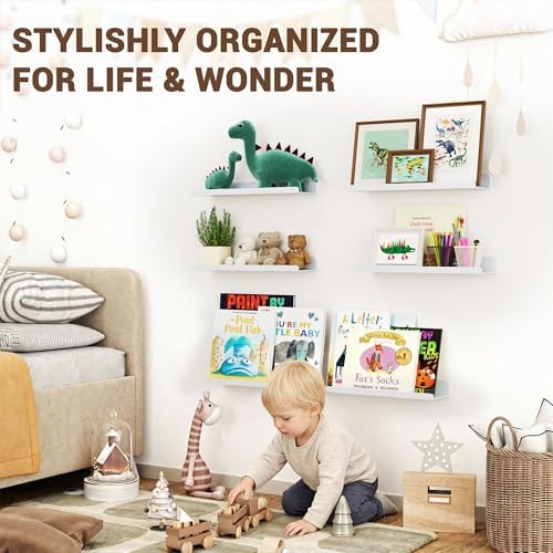 Qukaka 15" Floating Shelves for Wall, 3 Pack Pure White Display Ledges - Image 4