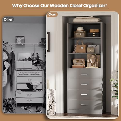 Aheaplus Closet Drawers System, 21.3" Wood Closet Organizer - Image 7