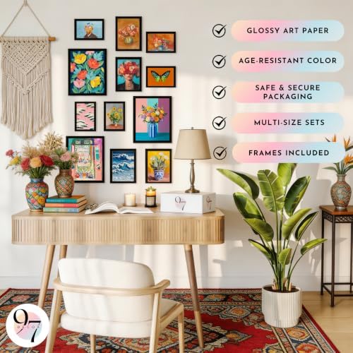 97 Decor Colorful Eclectic Wall Art, 12 Framed Prints - Image 5
