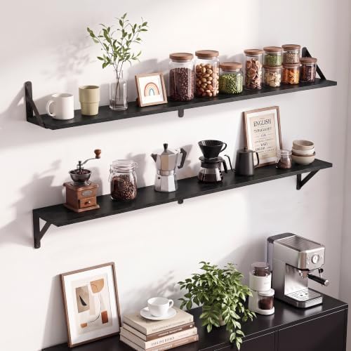 Black Wall Shelves 6" Deep, 48x6 Inch - Image 2