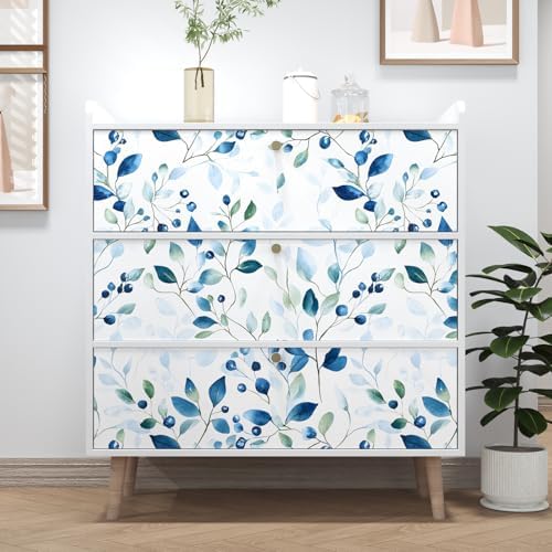 BOKEBEVE Super Long Leaf Wallpaper Peel and Sticck Blue Green 17.5 x 787In - Image 6