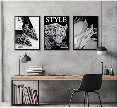 Black Leopard Wall Art Y2k Cheetah Canvas Wall Decor Fashion Trendy Posters - Image 6