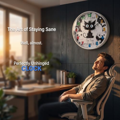 Funny Black Cat Motivational Quotes wall Clock Silent Non Ticking Battery - Image 5